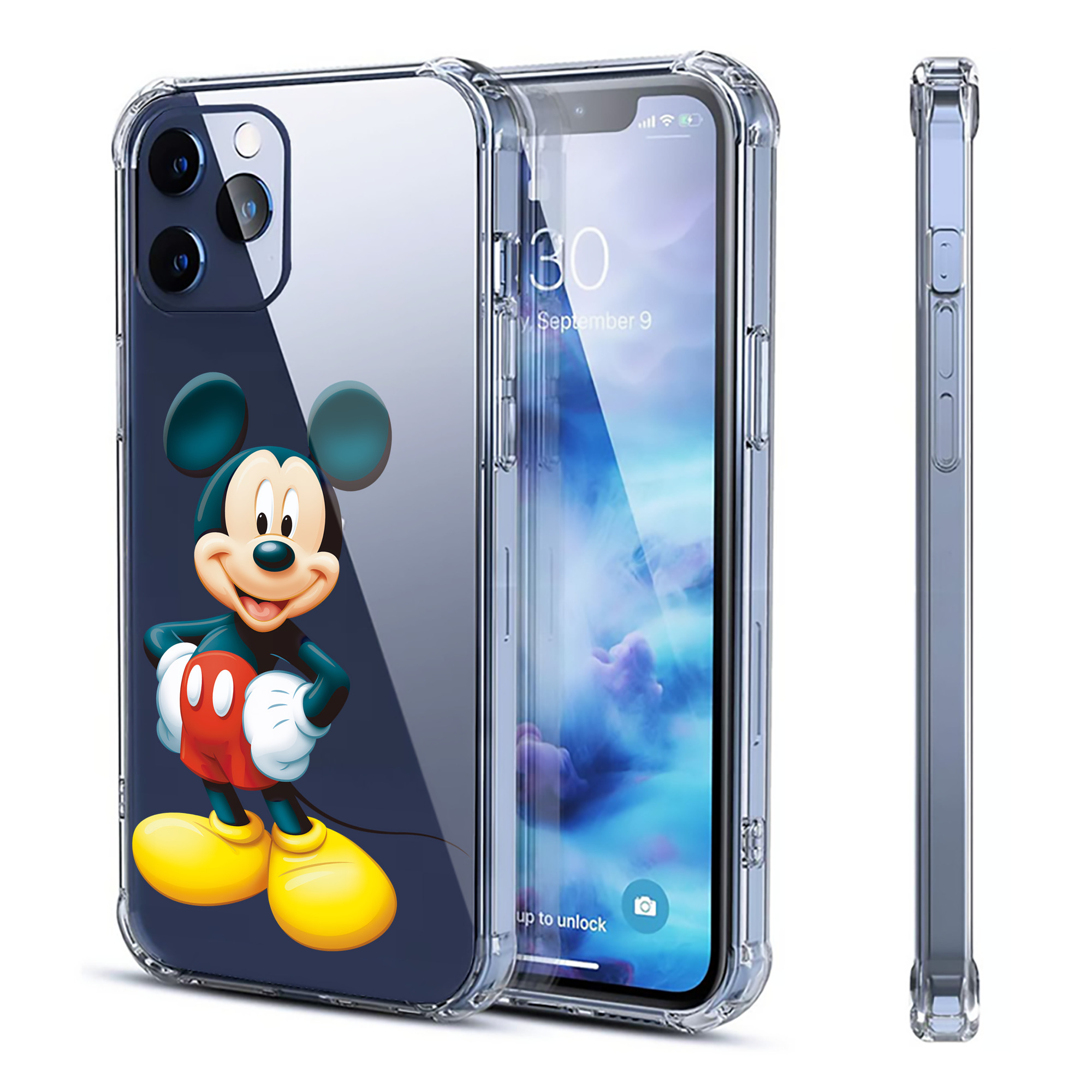 （画像用） ミッキーマウス Mickey Mouse 【iPhone 12シリーズ対応】透明スマホケース（クリアソフトケース）